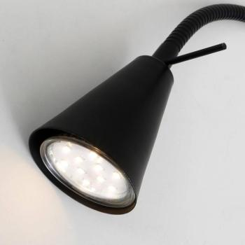 Tusa fali világítás, fekete, fém, 45 cm, hajlítható kar kép