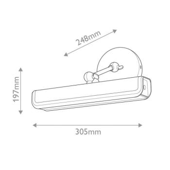 LED fali világítás VALISE, fekete/régimódi sárgaréz, 31 cm műbőr kép