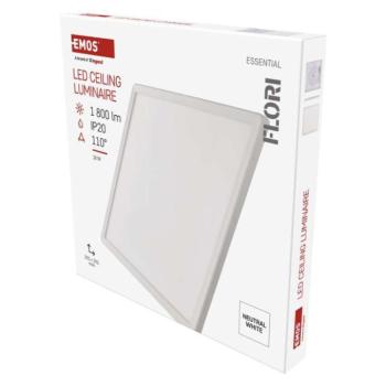LED felületi lámpatest FLORI négyzet, fehér, 18W, semleges fehér kép