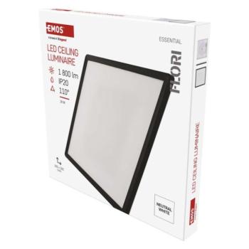 LED felületi lámpatest FLORI négyzet, fekete, 18W, semleges fehér kép
