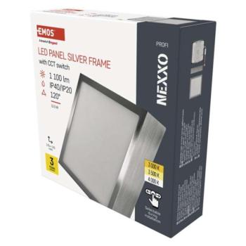 LED felületi lámpatest NEXXO, négyzet, ezüst, 12,5W, CCT kép