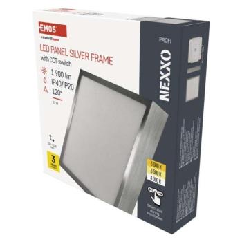LED felületi lámpatest NEXXO, négyzet, ezüst, 21W, CCT kép