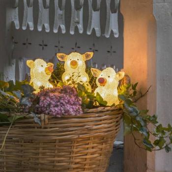 LED fényfigura disznó, 5 darabos készlet láncban, átlátszó kép