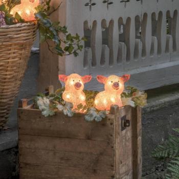 LED fényfigura malac, 5 darabos készlet, rózsaszín, láncban kép