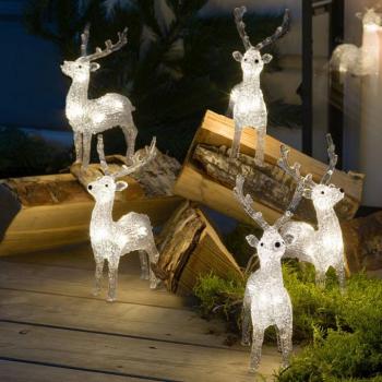 LED fényfigurák rénszarvasok kültérre, 5 darabos készlet kép