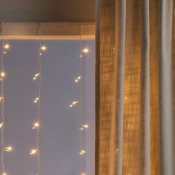 LED fényfüggöny, 120 égős, borostyánsárga kép