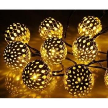 Led fényfüzér , aranygömb alakú , 10 db , meleg fehér kép