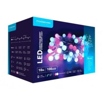 Led fényfüzér , beltéri/kültéri , hideg fehér/ pink , cherry , 100 LED , 10 m , IP44 , Modee kép