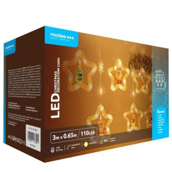Led fényfüzér , beltéri , meleg fehér , csillag , 110 LED , 6 m , IP44 , Modee kép