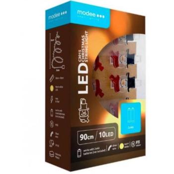 Led fényfüzér , beltéri , meleg fehér ,elemes , csillag, 10 LED , IP20 , Modee kép