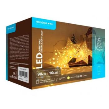 Led fényfüzér , beltéri , meleg fehér , elemes , karácsonyi csillag, 10 LED , IP20 , Modee kép