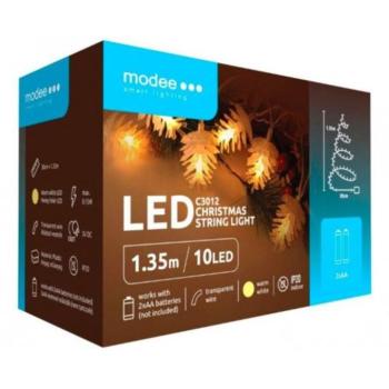 Led fényfüzér , beltéri , meleg fehér , elemes , toboz , 10 LED , IP20 kép