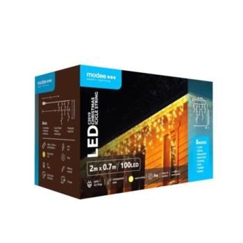 LED fényfüzér , bővíthető , beltéri/kültéri , 100 db LED , 2 m , meleg fehér , 8 programos , jégcsap , IP44 , Modee kép