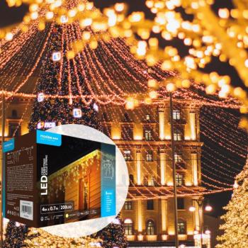 LED fényfüzér , bővíthető , beltéri/kültéri , 200 db LED , 4 m , meleg fehér , 8 programos , jégcsap , IP44 , Modee kép