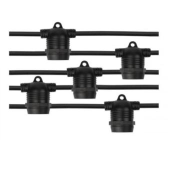 Led fényfüzér , fix , kültéri , 15 db x E27 , 14.4 m , fekete , IP65 kép
