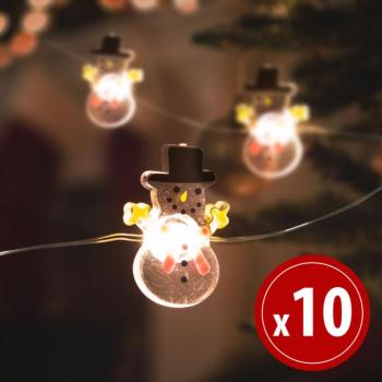 LED fényfüzér – hóember – 10 LED – 1,2 méter – melegfehér – 2 x AA kép