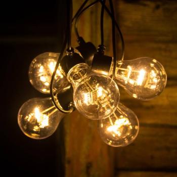 LED fényfüzér, izzószálas hatású, borostyánszínű, 5 izzós kép