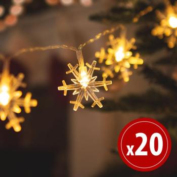 LED fényfüzér – jégkristály – 2,3 m – 20 LED – melegfehér – 2 x AA kép