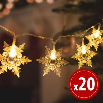 LED fényfüzér – jégkristály – 2,3 m – 20 LED – melegfehér – 3 x AA kép