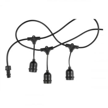 Led fényfüzér , kültéri , 15 db x E27 , 14.4 m , fekete , IP65 kép