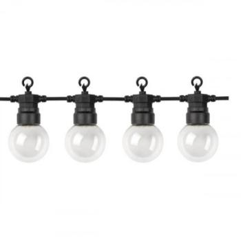 Led fényfüzér , kültéri , E27 , 20 db x 0.5W , 13 m , hideg fehér , fekete , IP65 kép
