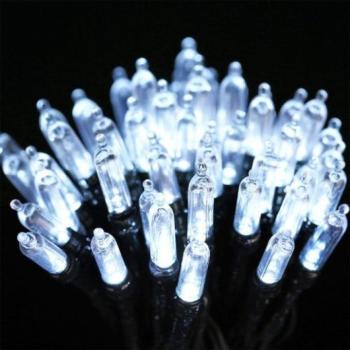 Led fényfüzér , kültéri , időzíthető , elemes , 8 funkció , 100 LED , 10 m , hideg fehér , IP44 kép