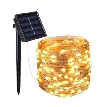 LED fényfüzér , kültéri , napelemes , 100 LED , 11,9 m , meleg fehér , IP44 , alkonyérzékelővel , Girlanda kép