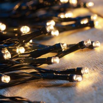 LED fényfüzér , kültéri , napelemes , 100 LED , 5 m , meleg fehér , IP44 kép