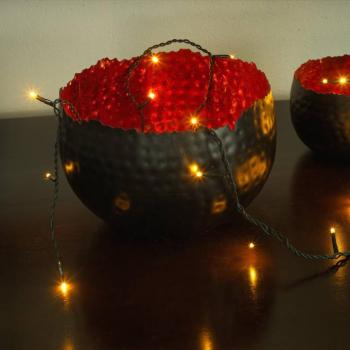 LED fényfüzér Micro 100fl sötétzöld/borostyán kép
