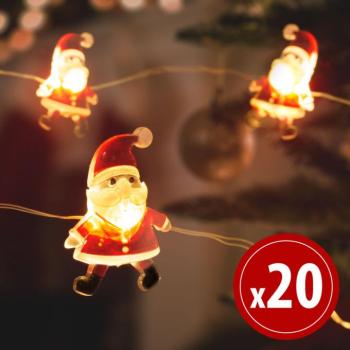 LED fényfüzér – mikulás – 2,2 m – 20 LED – melegfehér – 2 x AA kép