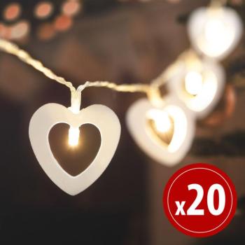 LED fényfüzér – szív – 20 LED – 2,85 m – melegfehér – 2 x AA kép