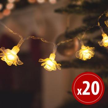 LED fényfüzér – virág – 2,3 m – 20 LED – melegfehér – 3 x AA kép