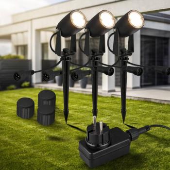 LED földsugárzó reflektor 3927035 12 V indító 3 darabos készlet, fekete Ø 4 cm kép