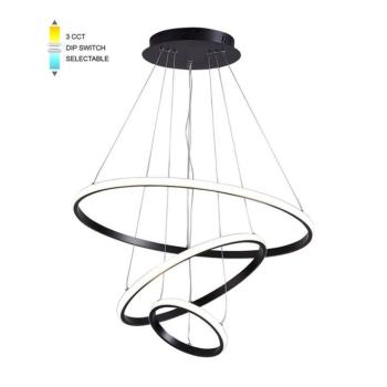 LED függesztett lámpa TRIO-1 φ200+400+600 56W 3xCCT-DIP kapcsoló, fekete 2026350 VITO kép