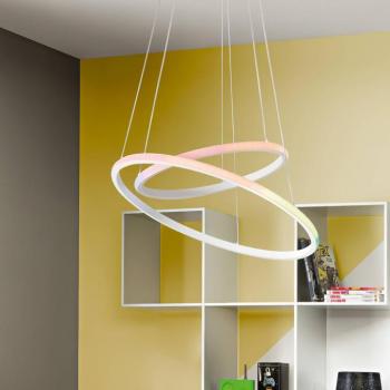 LED függő lámpa Axis, Ø 60/40 cm, fehér, fém, CCT, RGB kép