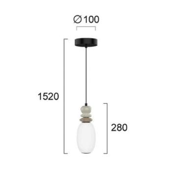 LED függő lámpa Gemma, magasság 28 cm, színes, üveg/kerámia/fém kép