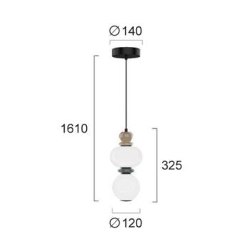 LED függő lámpa Gemma, magasság 32 cm, színes, üveg/kerámia/fém kép