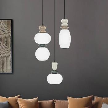 LED függő lámpa Gemma, Ø 38 cm, színes, üveg/kerámia, 3 izzós. kép