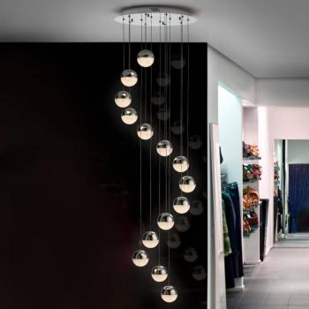 LED függő lámpa gömb 14 izzós króm App kép
