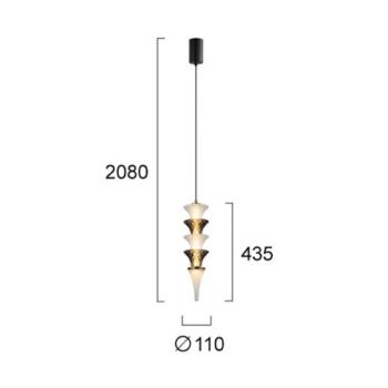 LED függő lámpa Venera, magasság 43 cm, fehér/barna, üveg kép