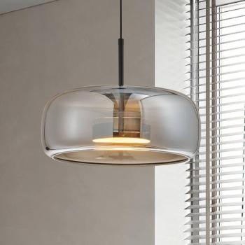 LED függő világítás Deco, füstszürke/fekete, Ø 33 cm, üveg kép