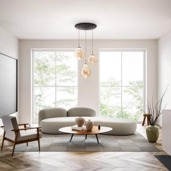 LED függő világítás Deva, 3 izzós, Ø 50 cm, borostyán, CCT, dimmelhető kép