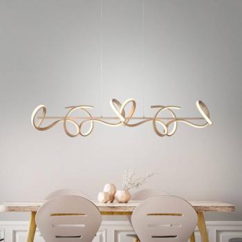 LED függőlámpa Curls, sárgaréz, fém, 99 cm hosszú, fényerőszabályzóval kép