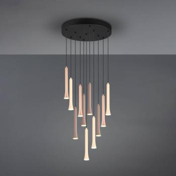 LED függőlámpa Fiato, 11-fényű, kerek, fém, taupe, kávé kép