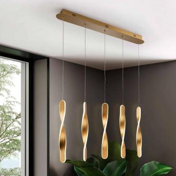 LED függőlámpa Twist, 5 fl. Alumínium, fém, akril, arany színű kép