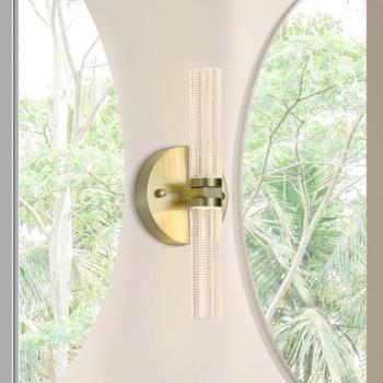 LED fürdőszoba fali lámpa Aberdeen, magasság 34 cm, sárgaréz színű, 2 izzós. kép