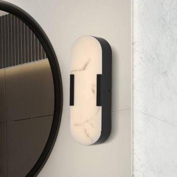 LED fürdőszoba fali lámpa Opaline, magasság 35 cm, fekete, fém/gyanta kép