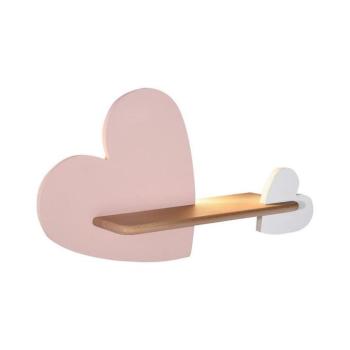 LED gyerekszoba falilámpa polccal HEART LED/5W/230V rózsaszín/fehér/fa 21-03874 kép
