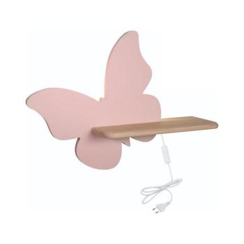 LED gyerekszobai fali lámpa polccal BUTTERFLY LED/5W/230V rózsaszín/fa 21-85177 kép