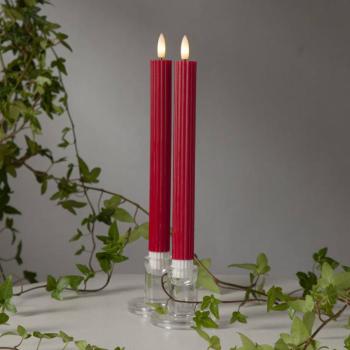 LED gyertya Flame Stripe, piros, 25 cm, viasz, elemes 2 db-os szett kép